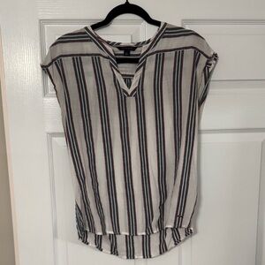 Tommy Hilfiger Women's Striped Blouse - Black, White, and Red